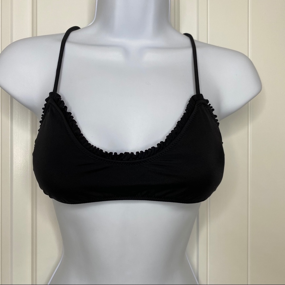 5/$25! Victoria’s Secret black ruffle bikini top size SP
